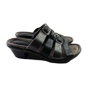 Montana Gray Open Toe Leather Casual Slip On Sandals Strappy Women's Size 9M